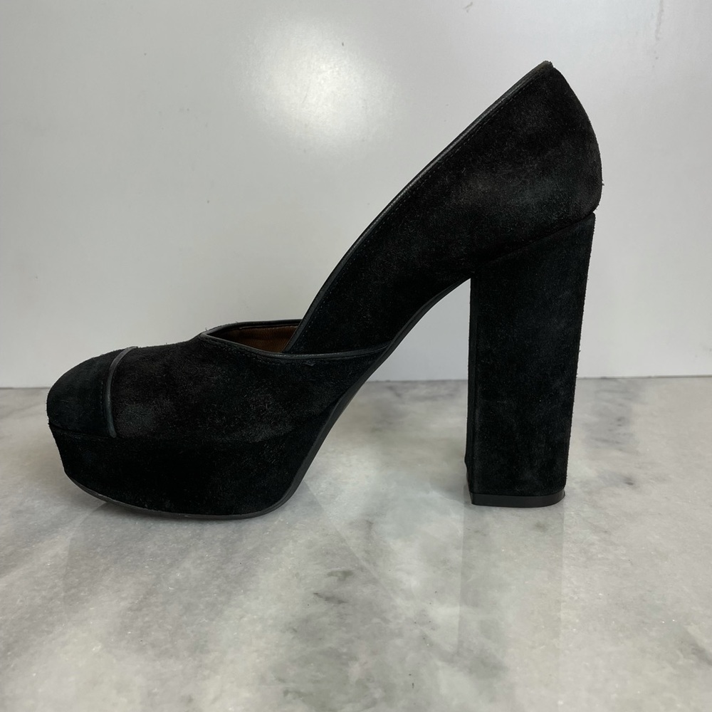 Marni Suede Round Toe Block Heel Platform Pumps - image 1